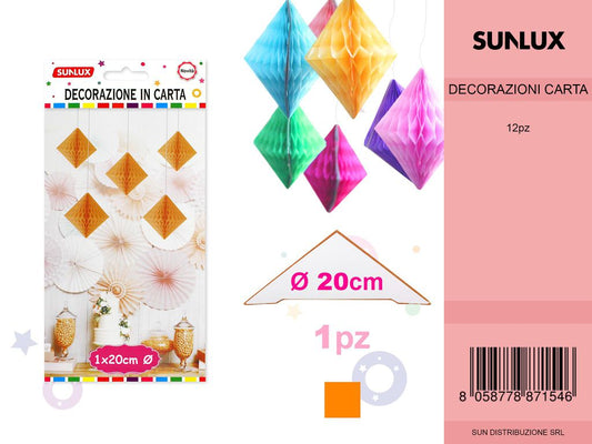 FESTONI DI CARTA ROMBO ARANCIO 20CM DA 12