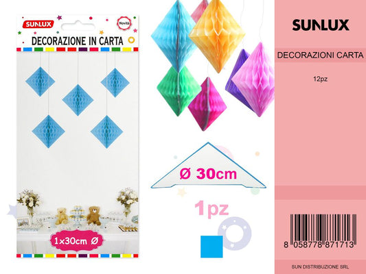 FESTONI DI CARTA ROMBO BLU 30CM DA 12