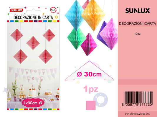 FESTONI DI CARTA ROMBO ROSA 30CM DA 12