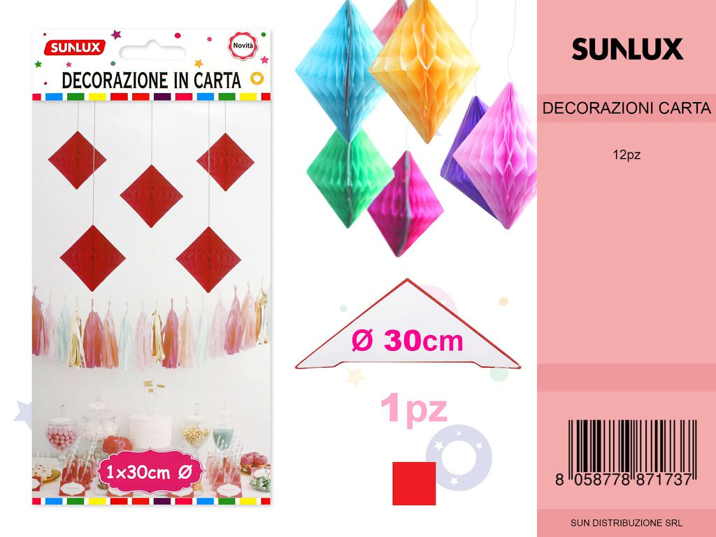 FESTONI DI CARTA ROMBO ROSSO 30CM DA 12