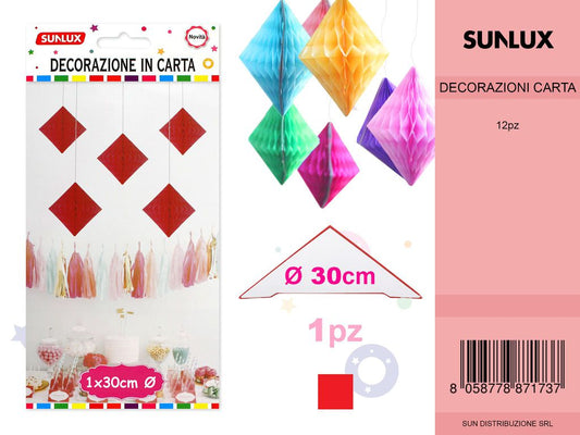 FESTONI DI CARTA ROMBO ROSSO 30CM DA 12