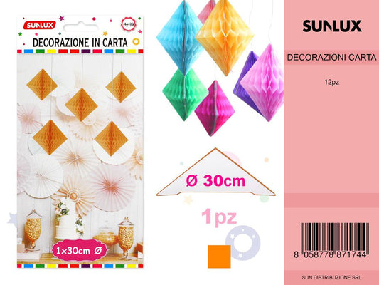 FESTONI DI CARTA ROMBO ARANCIO 30CM DA 12