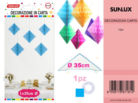 FESTONI DI CARTA ROMBO BLU 35CM DA 12