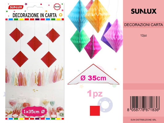 FESTONI DI CARTA ROMBO ROSSO 35CM DA 12
