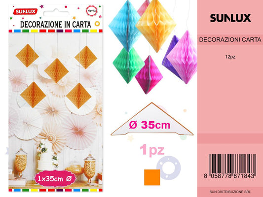 FESTONI DI CARTA ROMBO ARANCIO 35CM DA 12