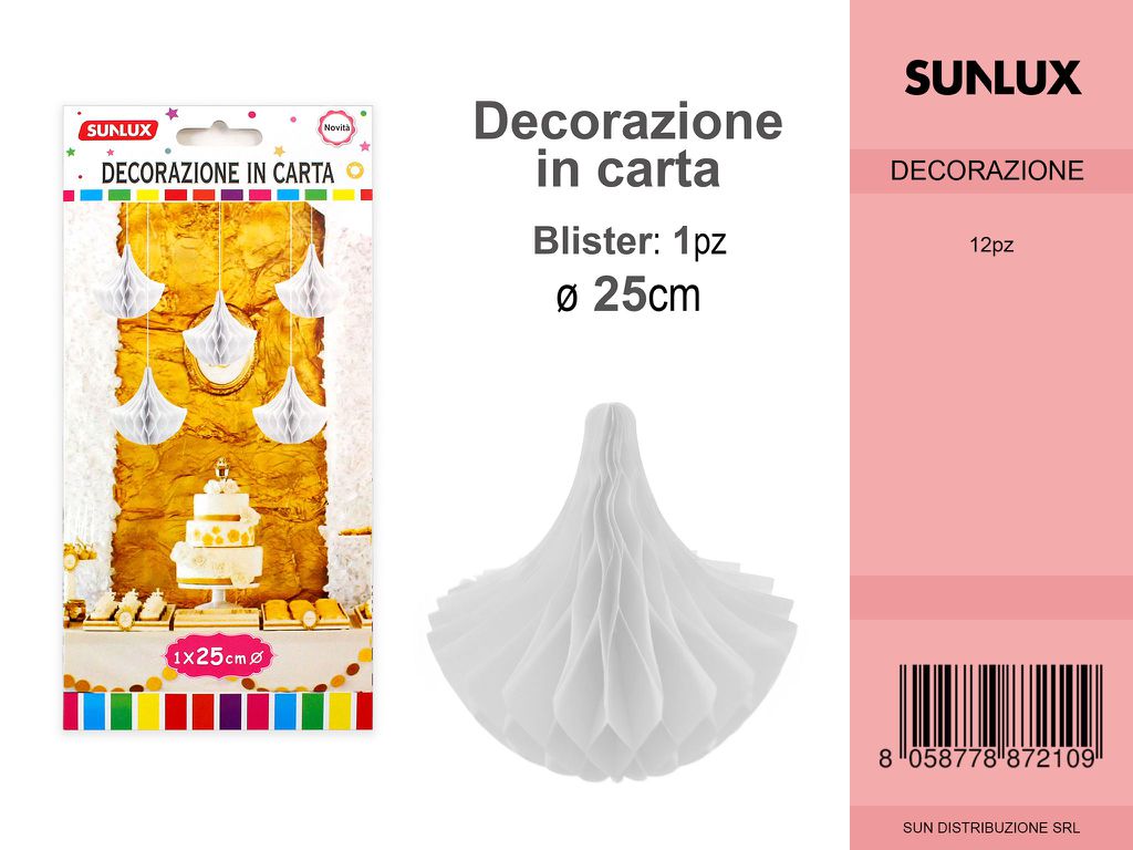 FESTONI DI CARTA GOCCIA BIANCO 25CM DA 12