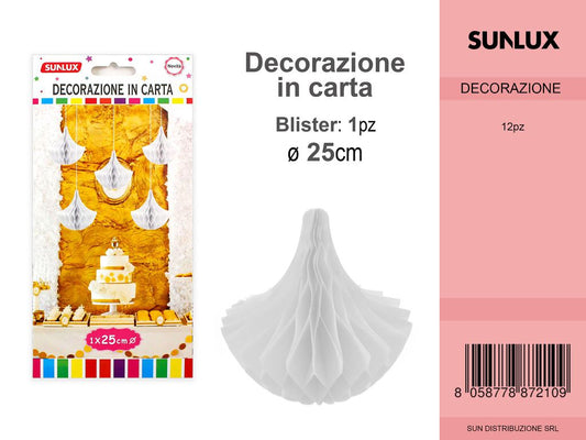 FESTONI DI CARTA GOCCIA BIANCO 25CM DA 12