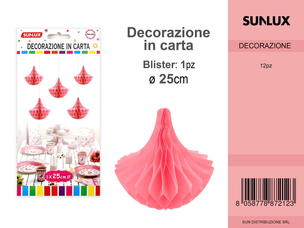 FESTONI DI CARTA GOCCIA ROSA 25CM DA 12
