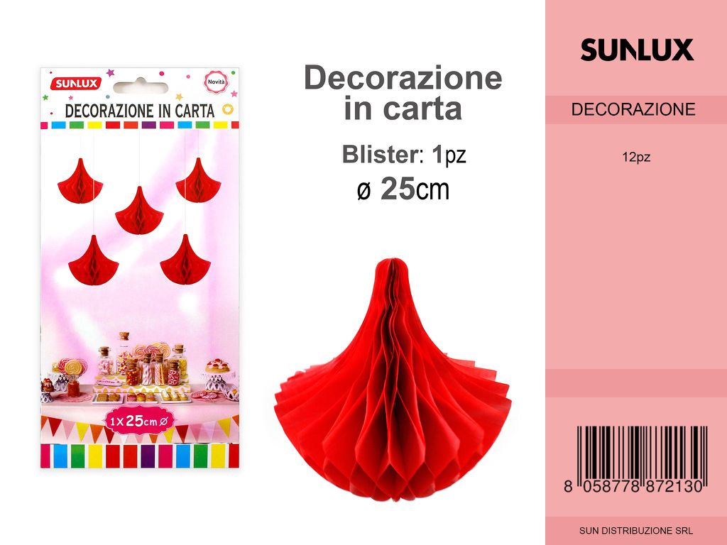 FESTONI DI CARTA GOCCIA ROSSO 25CM DA 12
