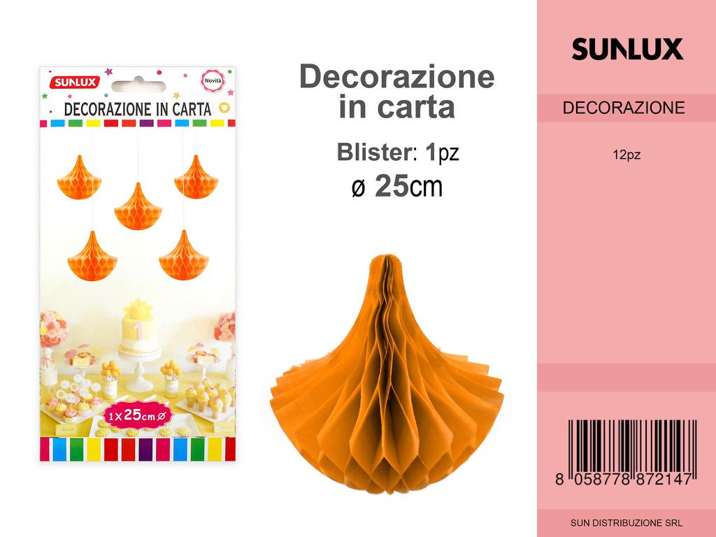 FESTONI DI CARTA GOCCIA ARANCIO 25CM DA 12