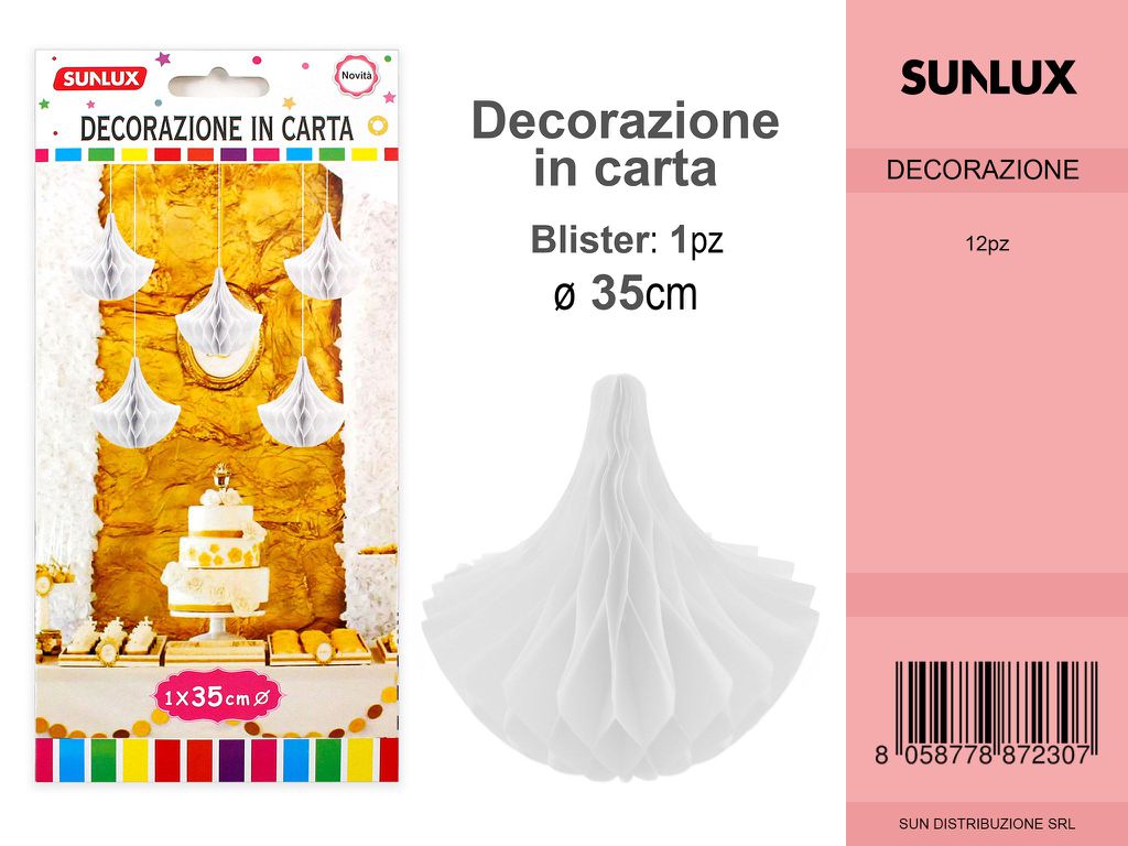 FESTONI DI CARTA GOCCIA BIANCO 35CM DA 12