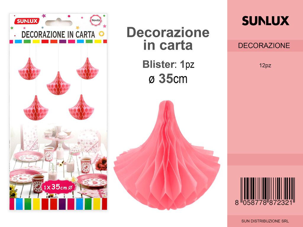 FESTONI DI CARTA GOCCIA ROSA 35CM DA 12