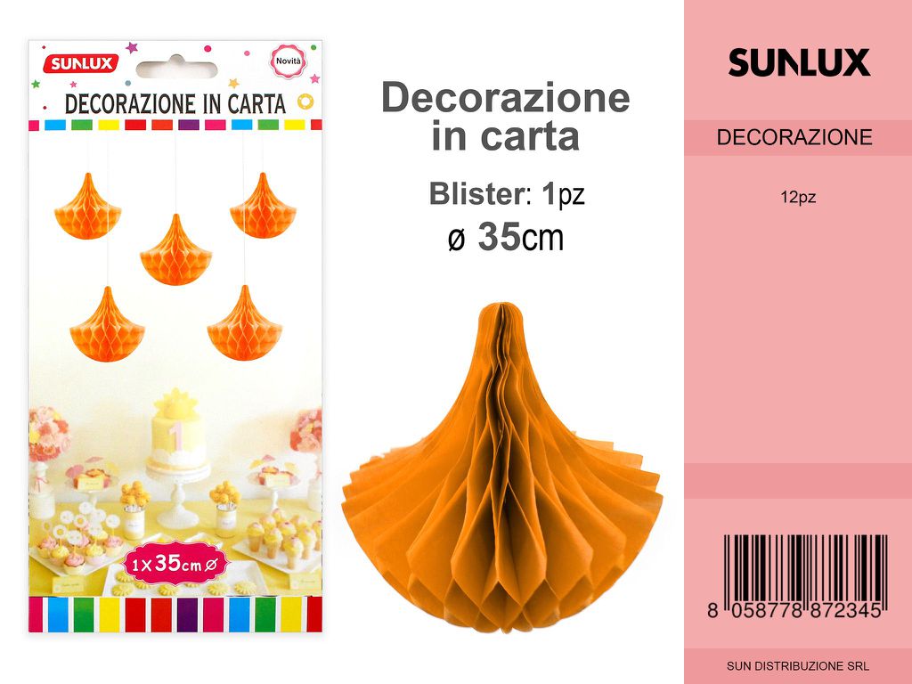 FESTONI DI CARTA GOCCIA ARANCIO 35CM DA 12
