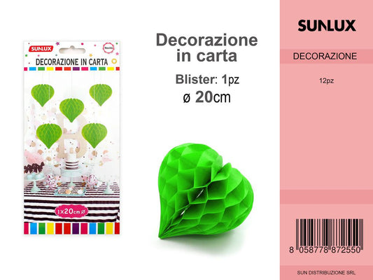 FESTONI DI CARTA CUORE VERDE 20CM DA 12