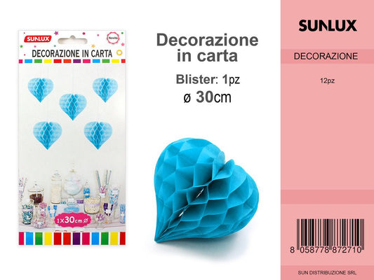 FESTONI DI CARTA CUORE BLU 30CM DA 12