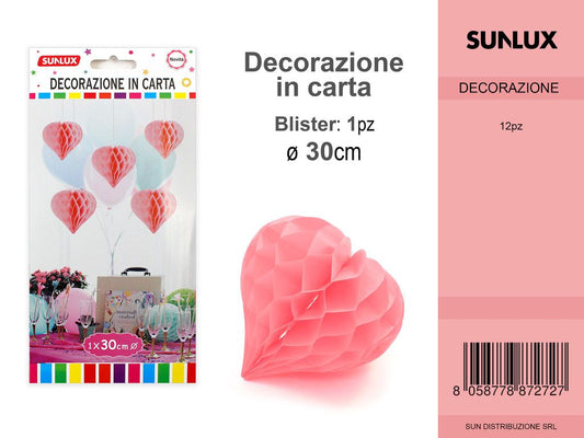 FESTONI DI CARTA CUORE ROSA 30CM DA 12