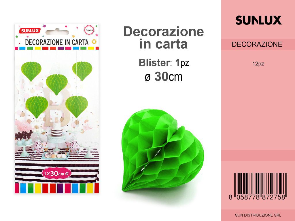 FESTONI DI CARTA CUORE VERDE 30CM DA 12