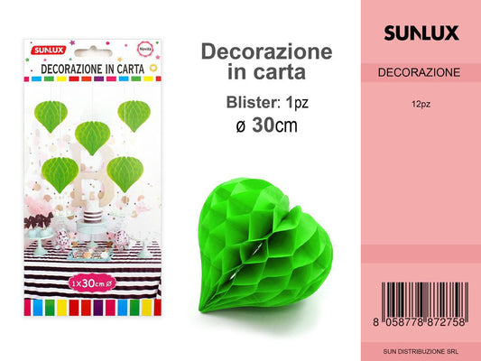 FESTONI DI CARTA CUORE VERDE 30CM DA 12