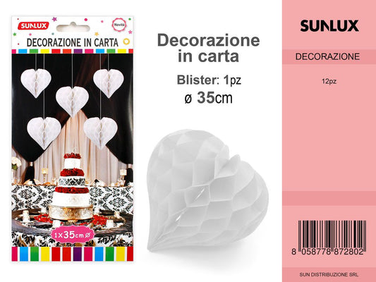 FESTONI DI CARTA CUORE BIANCO 35CM DA 12