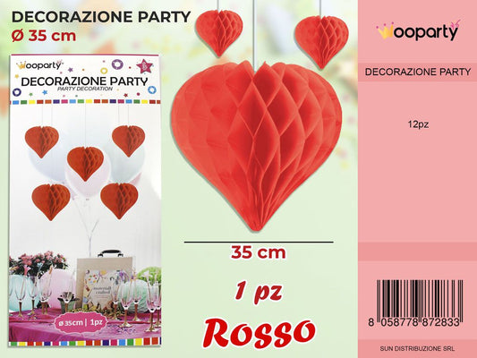 DEC. PARTY IN CARTA ROSSO D.35CM /PZ DA 12**