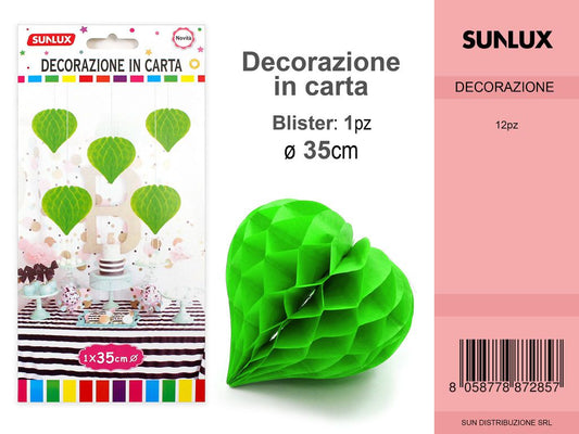 FESTONI DI CARTA CUORE VERDE 35CM DA 12