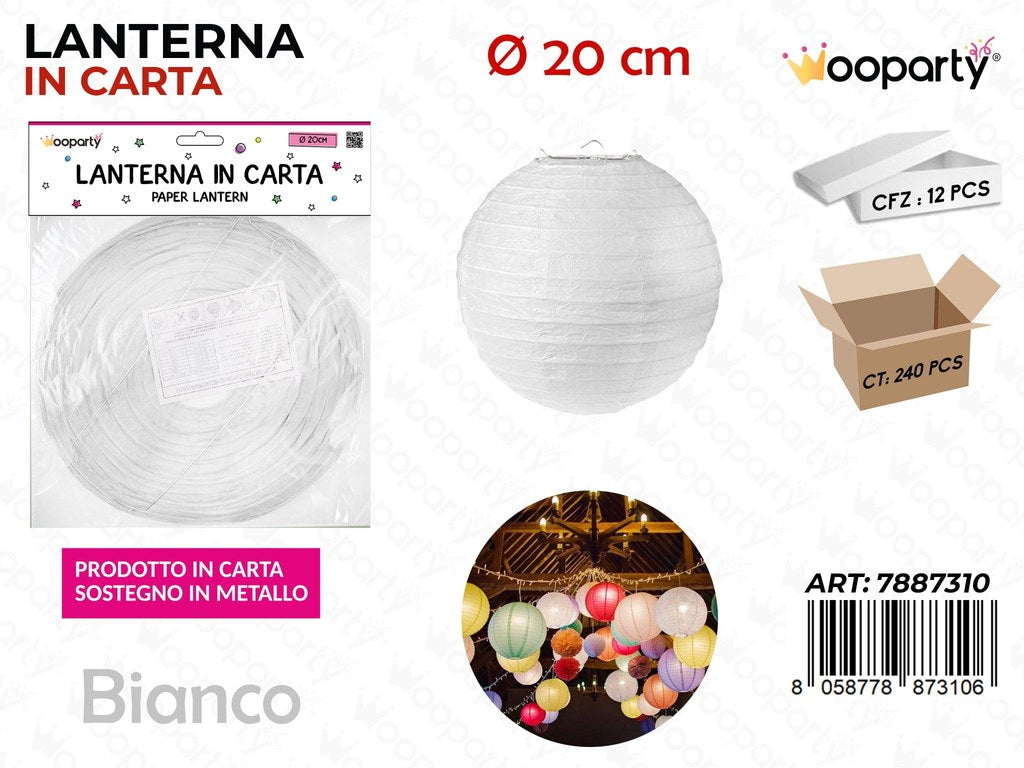 LANTERNA IN CARTA BIANCO D.20 CM /PZ DA 12**