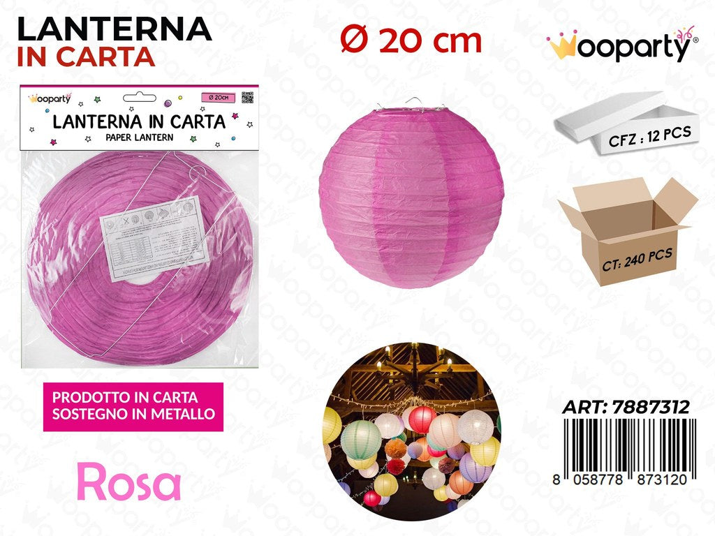 LANTERNA IN CARTA ROSA D.20 CM /PZ DA 12**