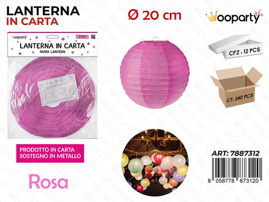 LANTERNA IN CARTA ROSA D.20 CM /PZ DA 12**