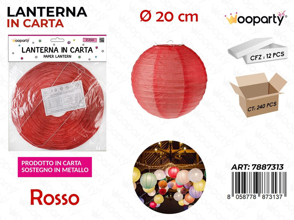 LANTERNA IN CARTA ROSSO D.20 CM /PZ DA 12**