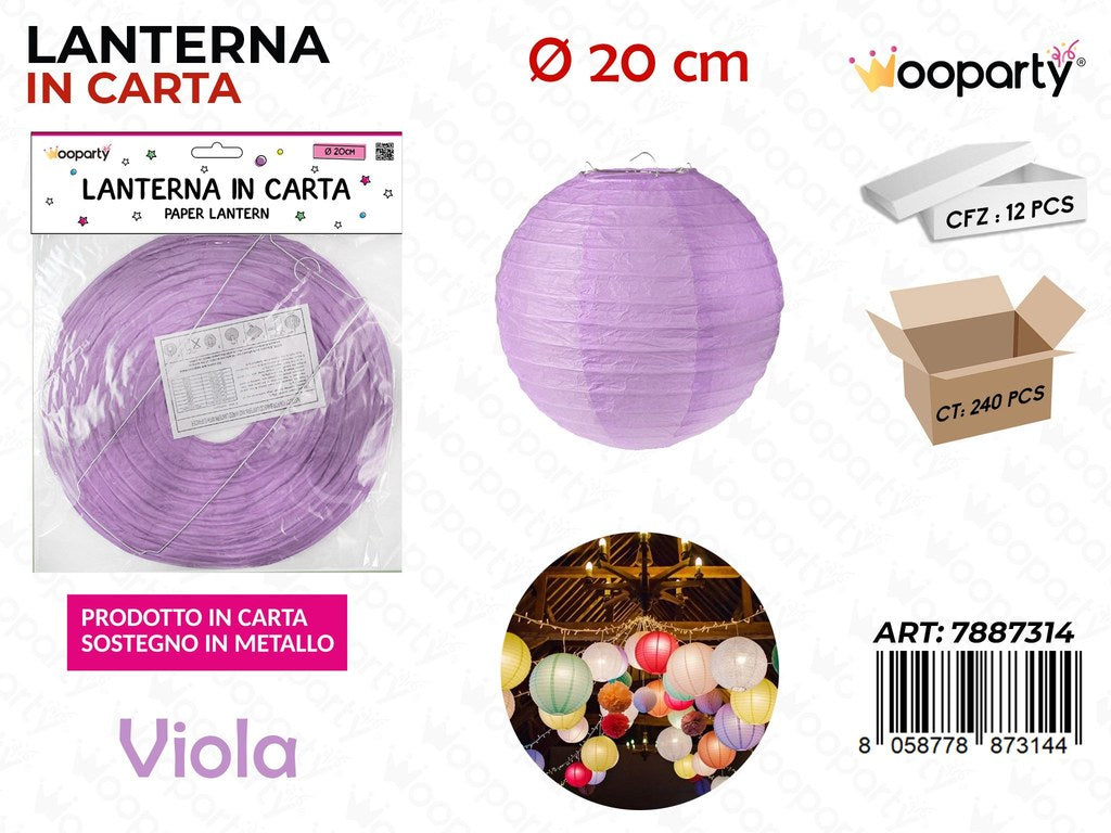 LANTERNA IN CARTA VIOLA D.20 CM /PZ DA 12**