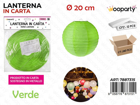 LANTERNA IN CARTA VERDE D.20 CM /PZ DA 12**