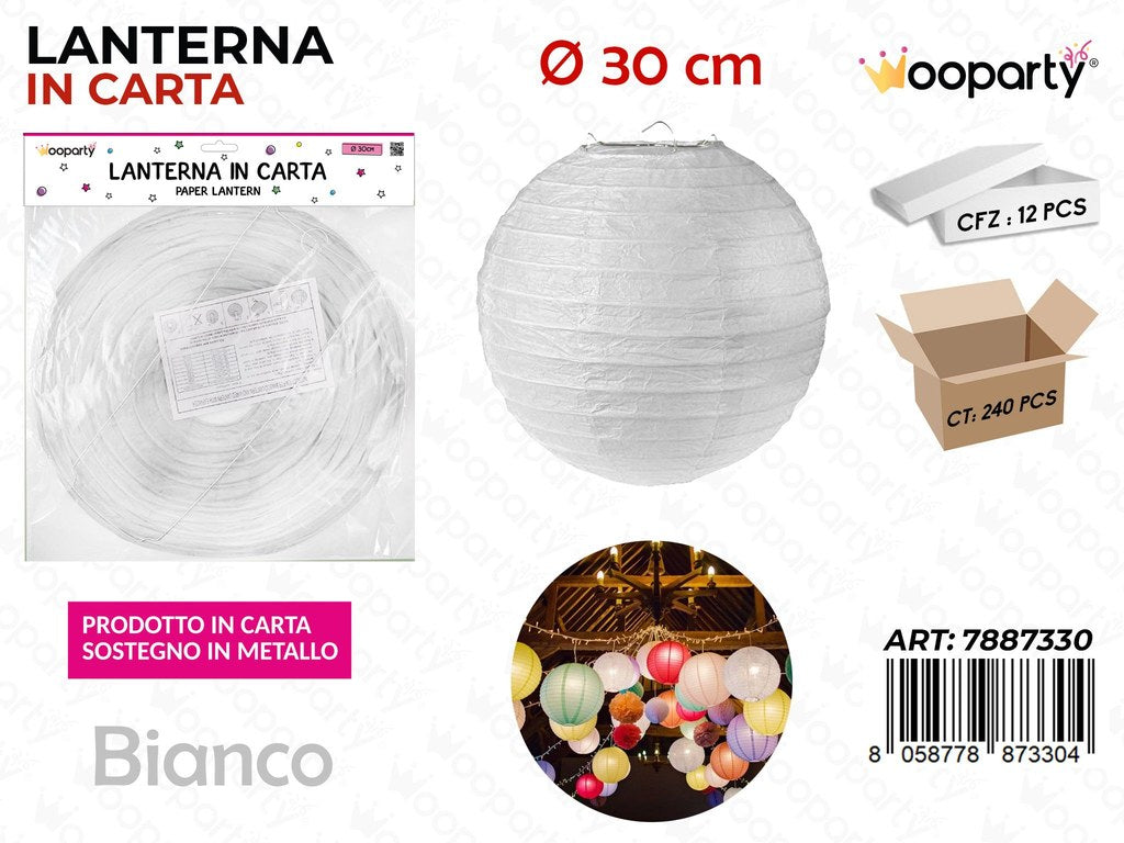 LANTERNA IN CARTA BIANCO D.30 CM /PZ DA 12**