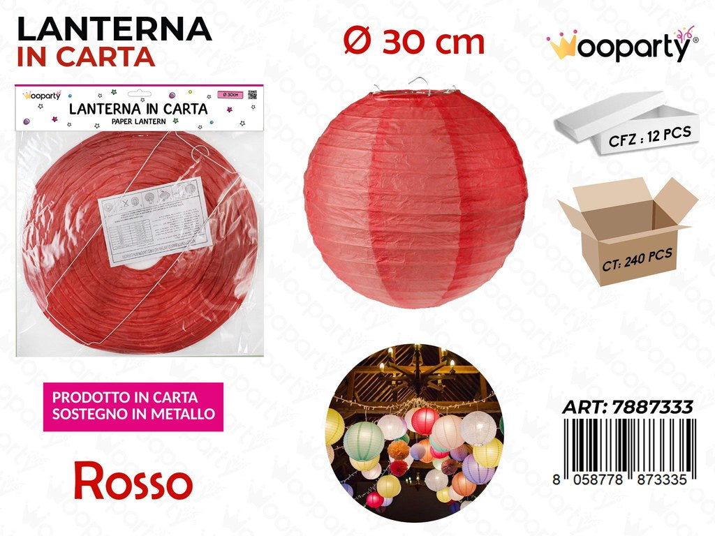 LANTERNA IN CARTA ROSSO D.30 CM /PZ DA 12**