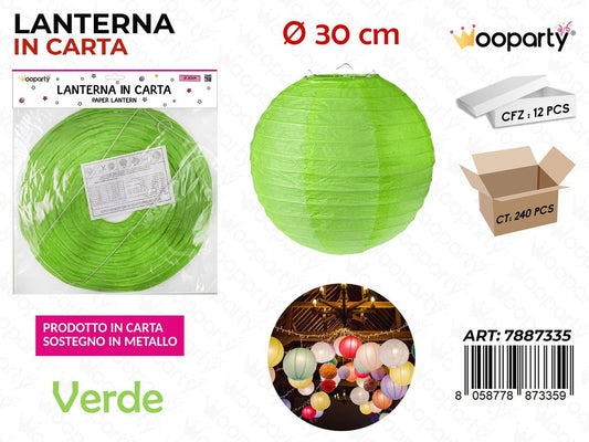 LANTERNA IN CARTA VERDE D.30 CM /PZ DA 12**