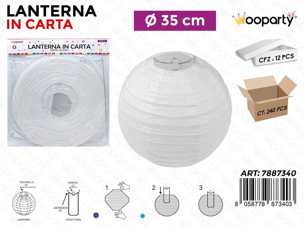 LANTERNA IN CARTA 35CM BIANCO