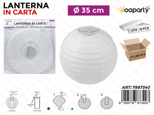 LANTERNA IN CARTA 35CM BIANCO