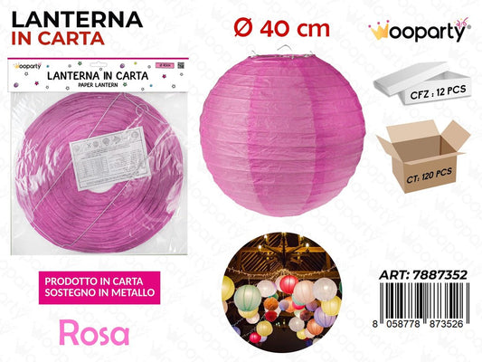 LANTERNA IN CARTA ROSA D.40 CM /PZ DA 12**
