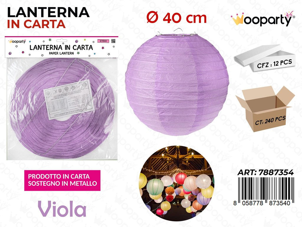 LANTERNA IN CARTA VIOLA D.40 CM /PZ DA 12**