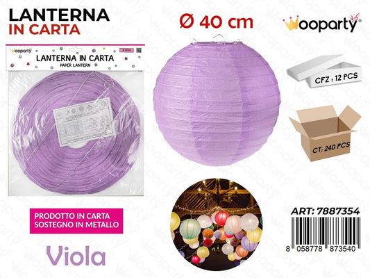 LANTERNA IN CARTA VIOLA D.40 CM /PZ DA 12**