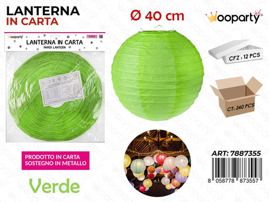 LANTERNA IN CARTA VERDE D.40 CM /PZ DA 12**