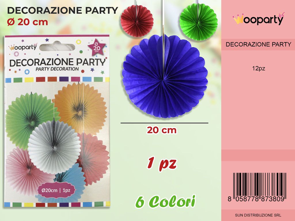 DEC. PARTY IN CARTA COL. ASS.  D.20CM /PZ DA 12**