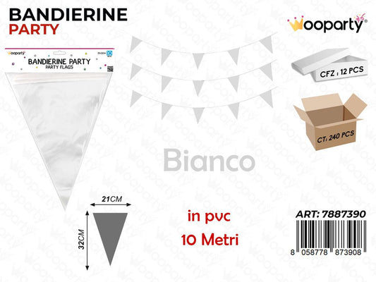 BANDIERINE PARTY BIANCO 21*32CM*10MT /PZ DA 12**