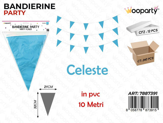 BANDIERINE PARTY CELESTE 21*32CM*10MT /PZ DA 12**