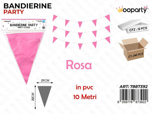 BANDIERINE PARTY ROSA 21*32CM*10MT /PZ DA 12**