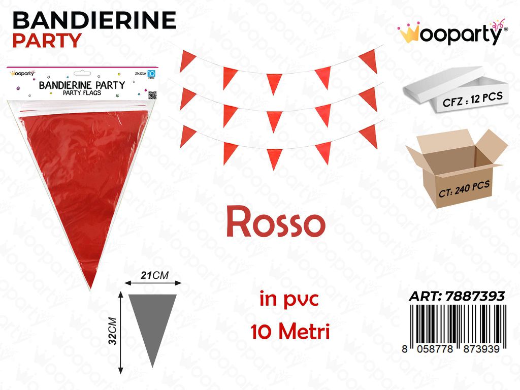 BANDIERINE PARTY ROSSO  21*32CM*10MT /PZ DA 12**