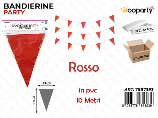 BANDIERINE PARTY ROSSO  21*32CM*10MT /PZ DA 12**