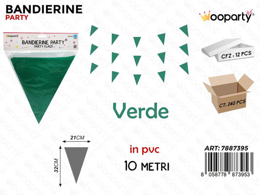 BANDIERINE PARTY VERDE 21*32CM*10MT /PZ DA 12**