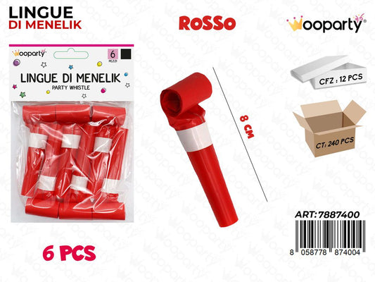 LINGUE DI MENELIK ROSSO 6PCS 8CM  /PZ DA 12**