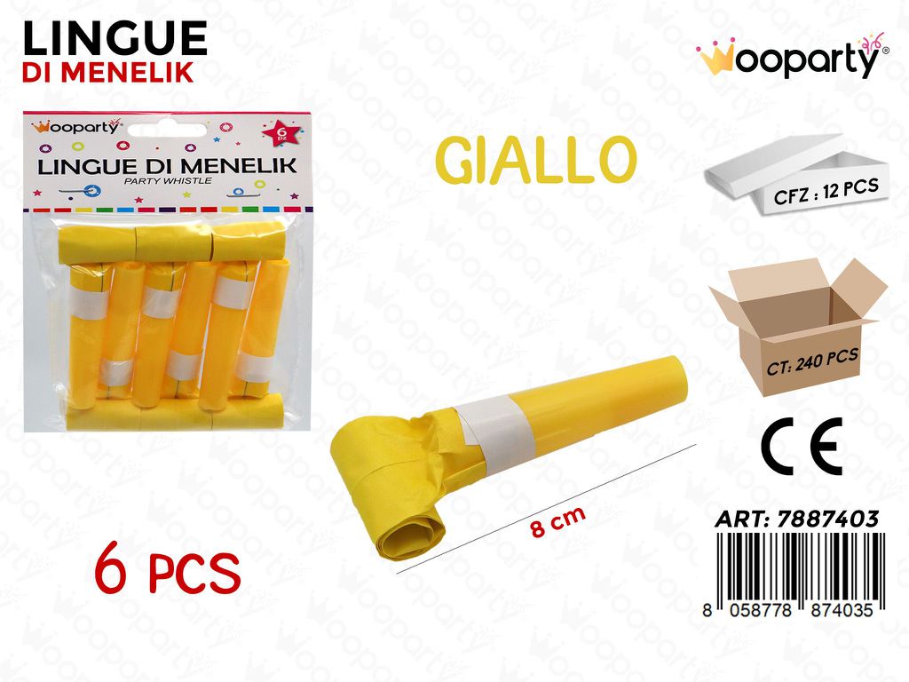 LINGUE DI MENELIK GIALLO  6PCS 8CM /PZ DA 12**
