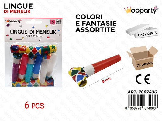 LINGUE DI MENELIK MULTICOLOR  6PCS 8CM  /PZ DA 12**